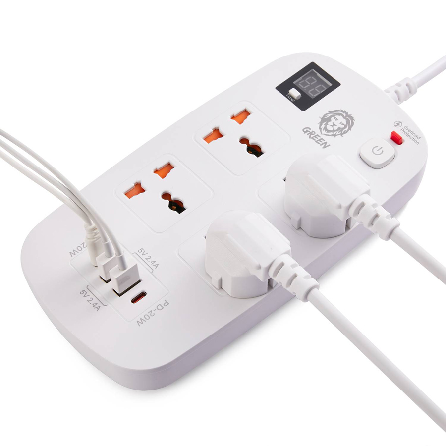 چند راهی برق گرین Green Lion 40W Multiport Smart Power Socket 3500W