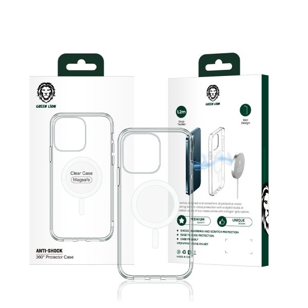 قاب مگ سیف آیفون 13 پرو مکس گرین Green Lion Magsafe Clear Case iPhone 13 Pro Max