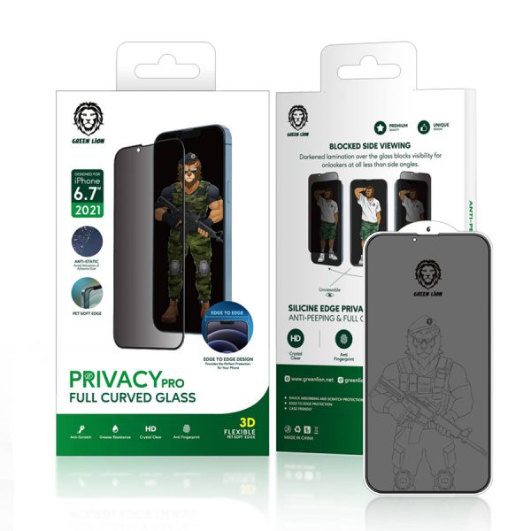 گلس گرین پرایوسی آیفون 13 پرو مکس Green 3D Privacy Pro Glass Iphone 13 Pro Max