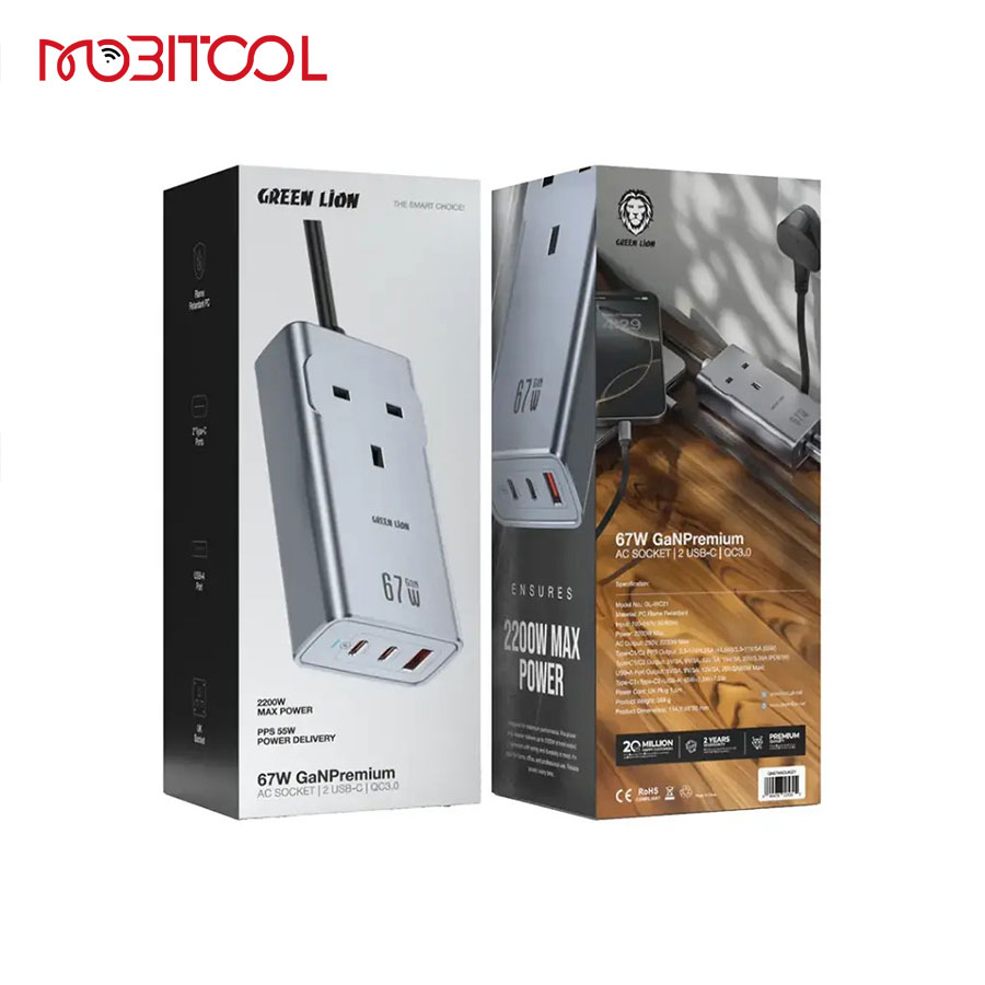 Green Lion 67W GaN Premium AC Socket Green Lion 67W GaN Premium AC Socket