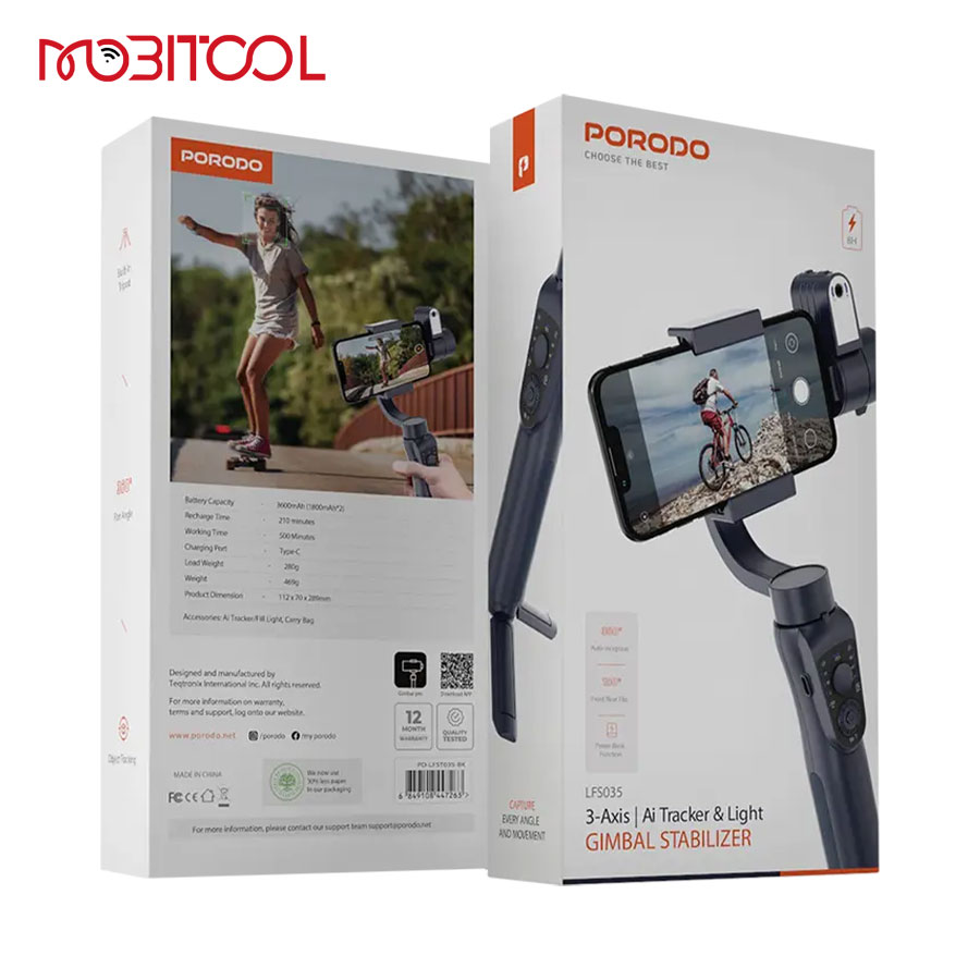 3-Axis Gimbal Stabilizer with AI Tracker and Light