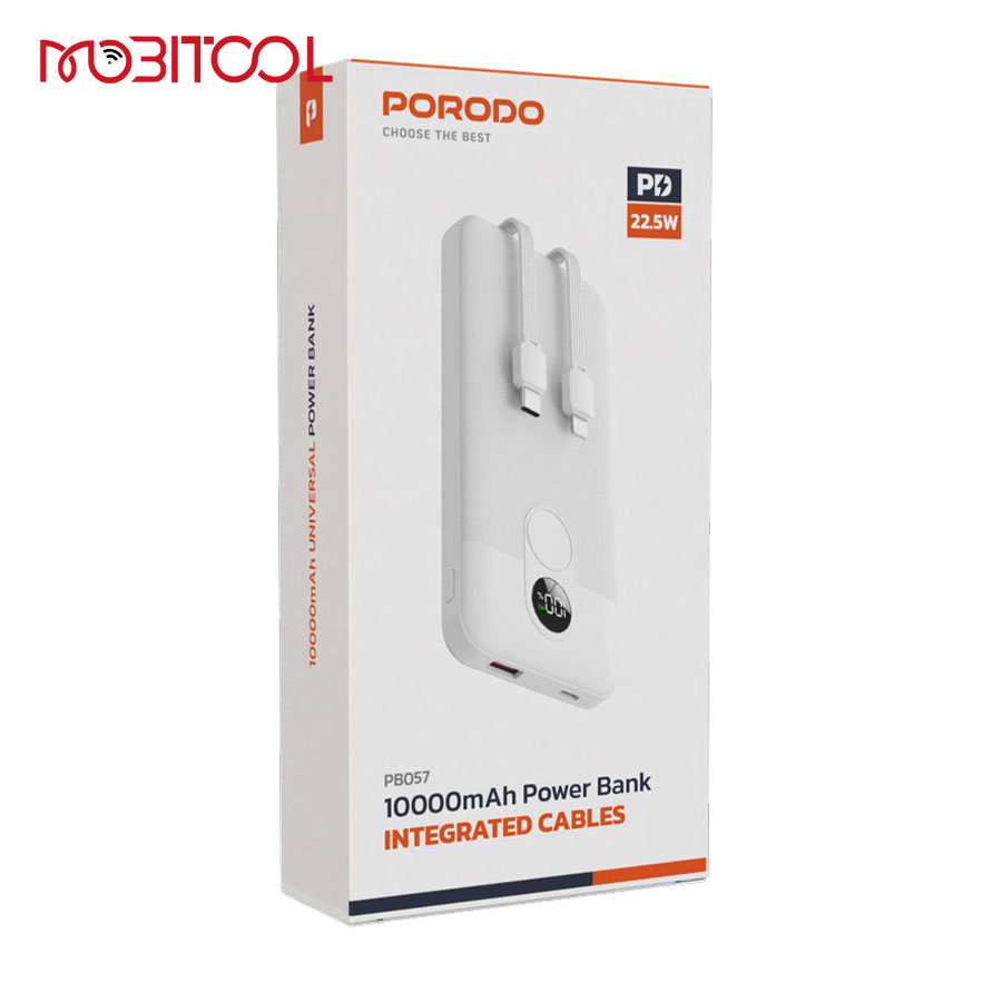 Porodo 10000mAh Powerbank Integrated Cable Porodo 10000mAh Powerbank Integrated Cable