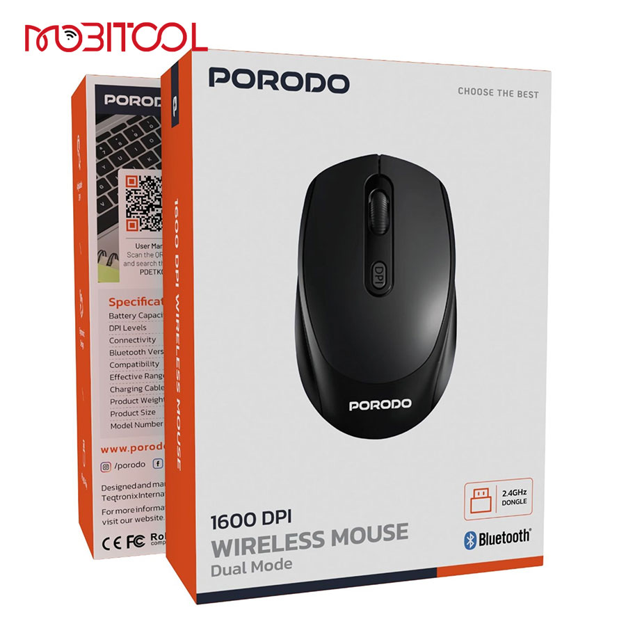 Porodo Wireless Mouse Dual Mode PD-ETK04