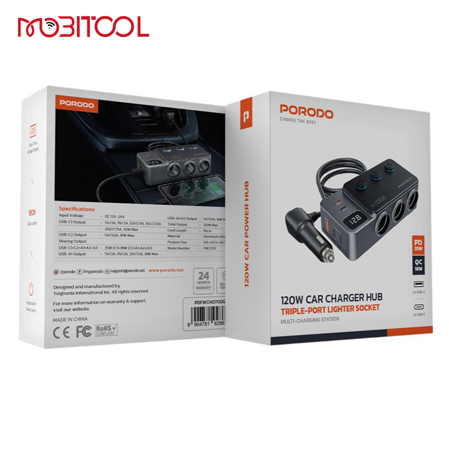 Porodo 120W Car Charger Hub Porodo 120W Car Charger Hub