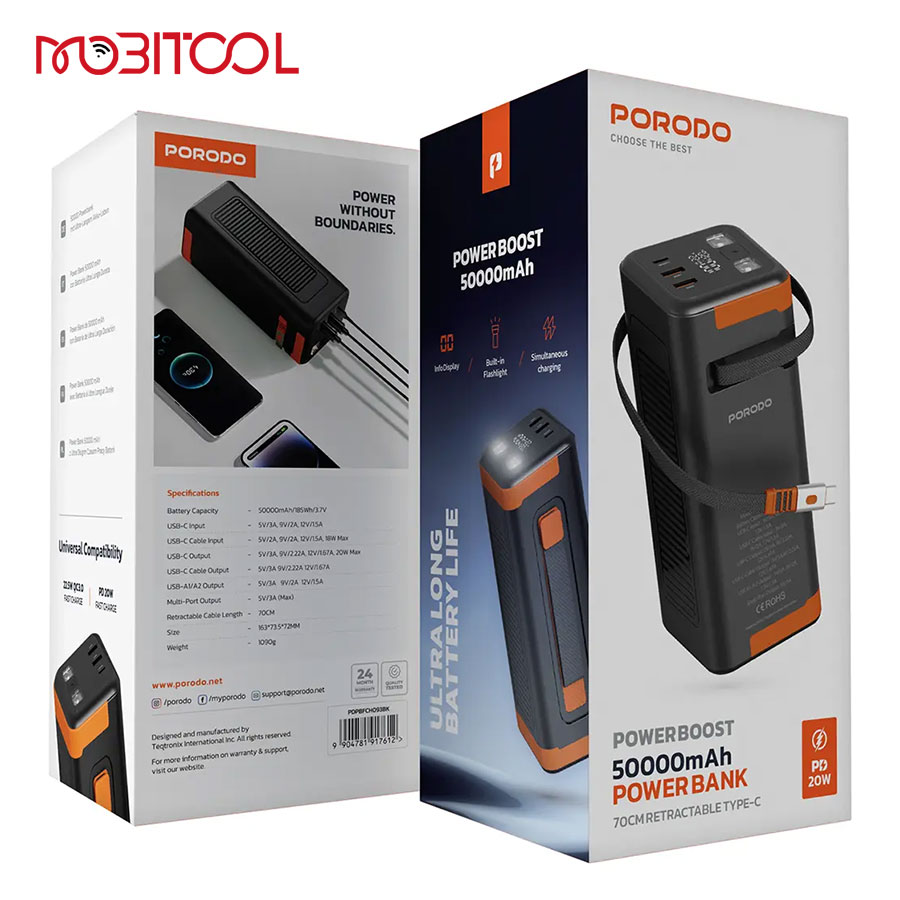 Porodo Power Boost 50000mAh Power Bank PD 20W