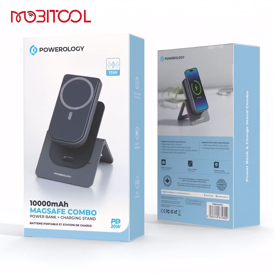 Powerology MagSafe COMBO POWER BANK + CHARGING STAND Powerology MagSafe COMBO POWER BANK + CHARGING STAND