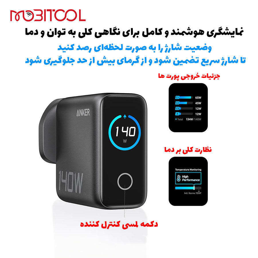 شارژر 140 وات هوشمند انکر