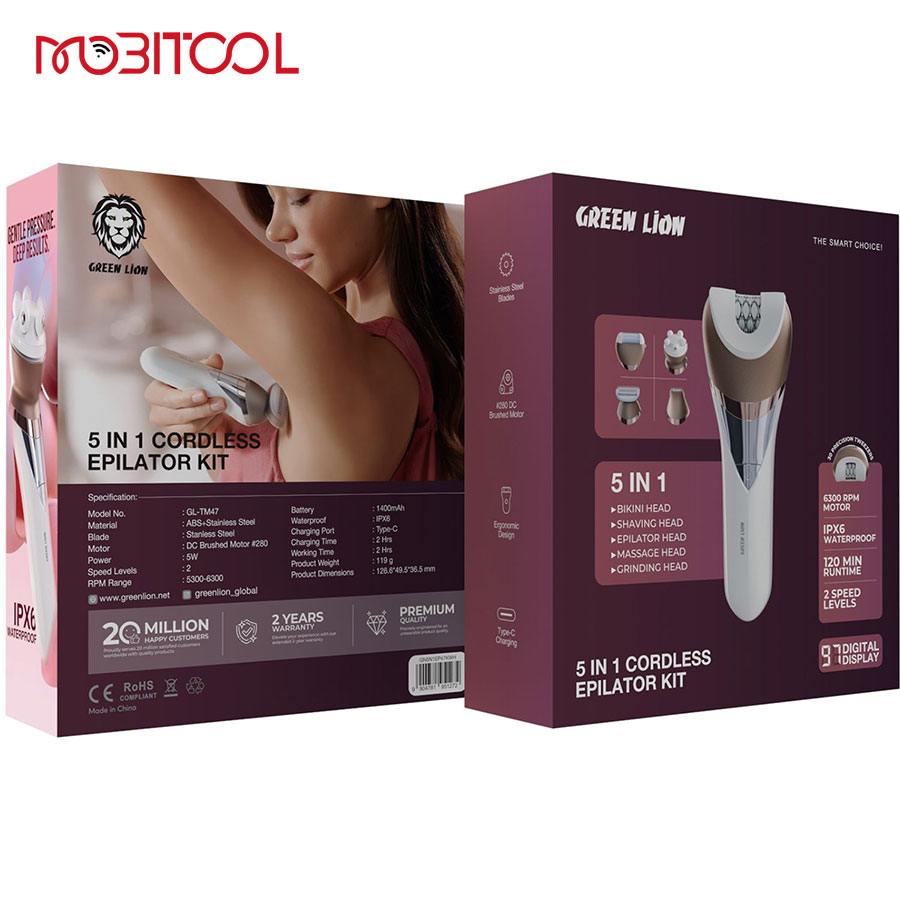 Green Lion 5 in 1 Cordless Epilator Kit