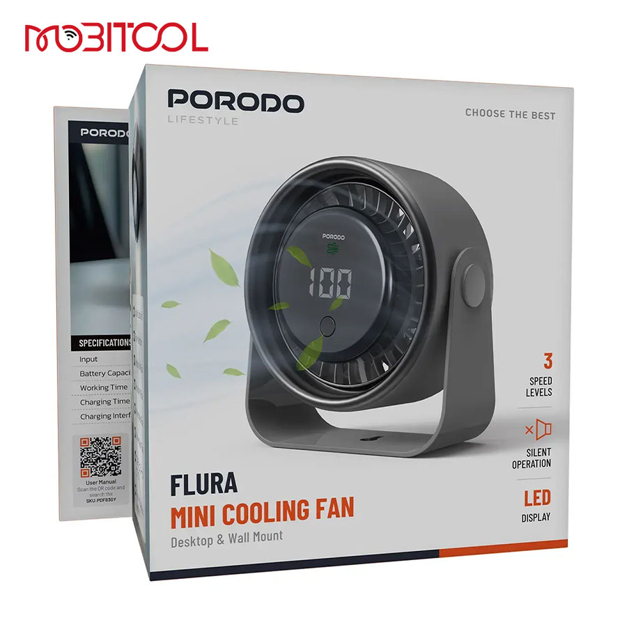 Porodo Flura Mini Cooling Fan With Desktop Porodo Flura Mini Cooling Fan With Desktop
