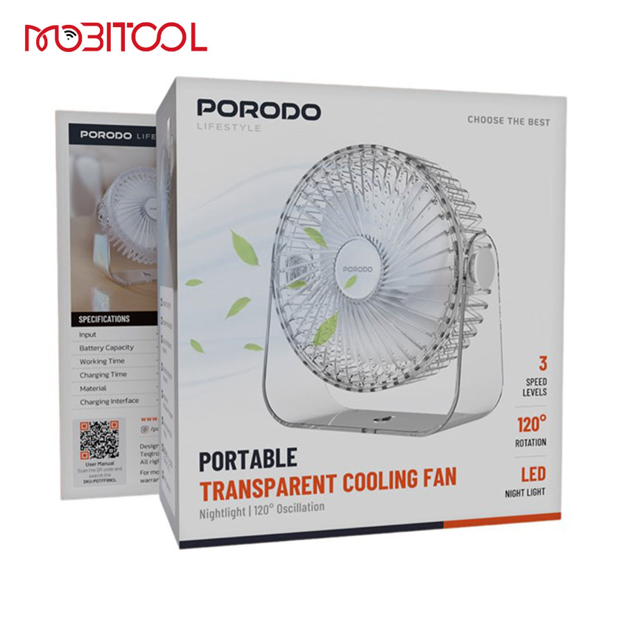 Porodo Portable Transparent Cooling Fan