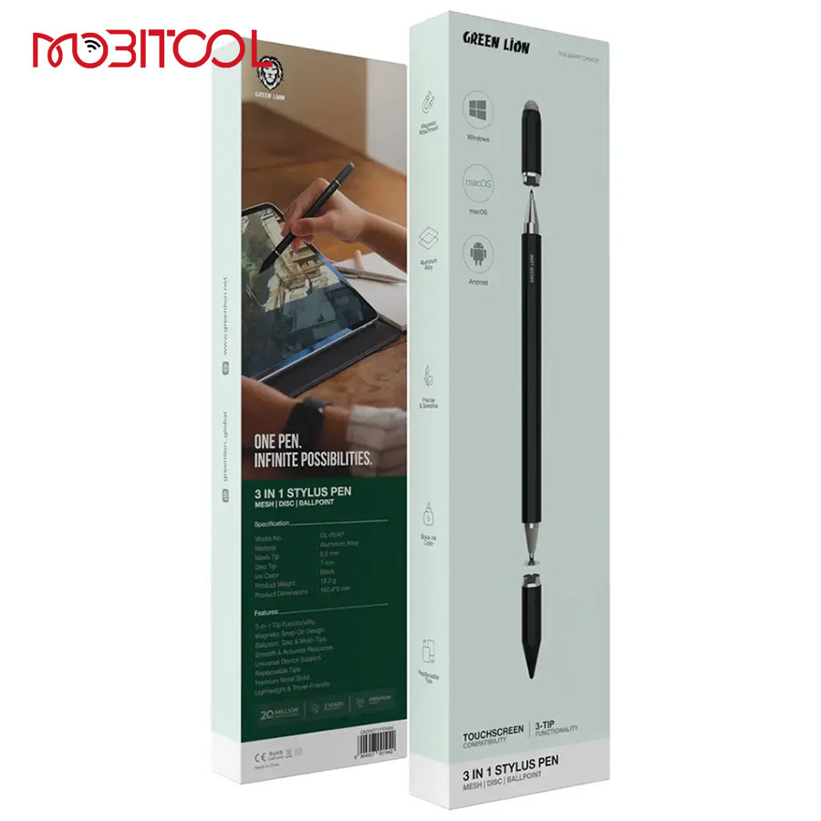 Green Lion 3 In 1 Stylus Pen Green Lion 3 In 1 Stylus Pen