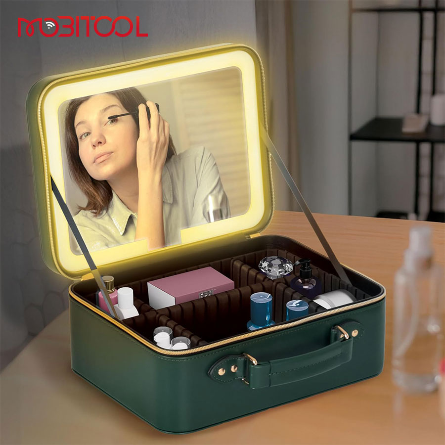 Porodo Lifestyle Travel Makeup Bag with Detachable LED Mirror Porodo Lifestyle Travel Makeup Bag with Detachable LED Mirror