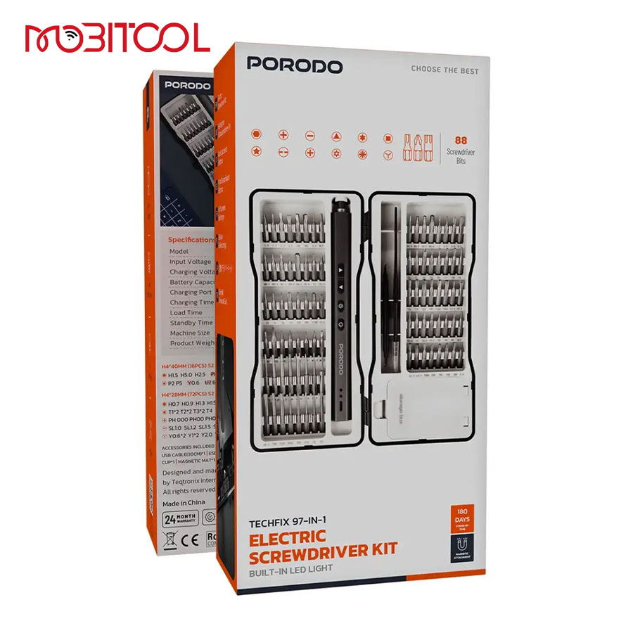 Porodo TechFix Electric Screwdriver Kit