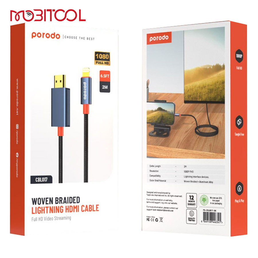 Porodo Woven Cable Lightning to HDMI CBL0017