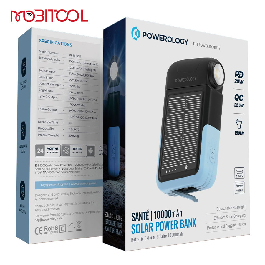 Powerology Sante 10000mAh Solar Power Bank Powerology Sante 10000mAh Solar Power Bank