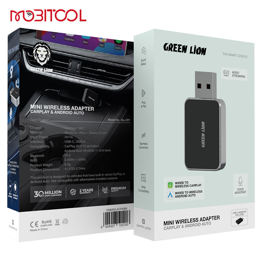 Green Lion Mini Wireless Adapter CarPlay & Android Auto