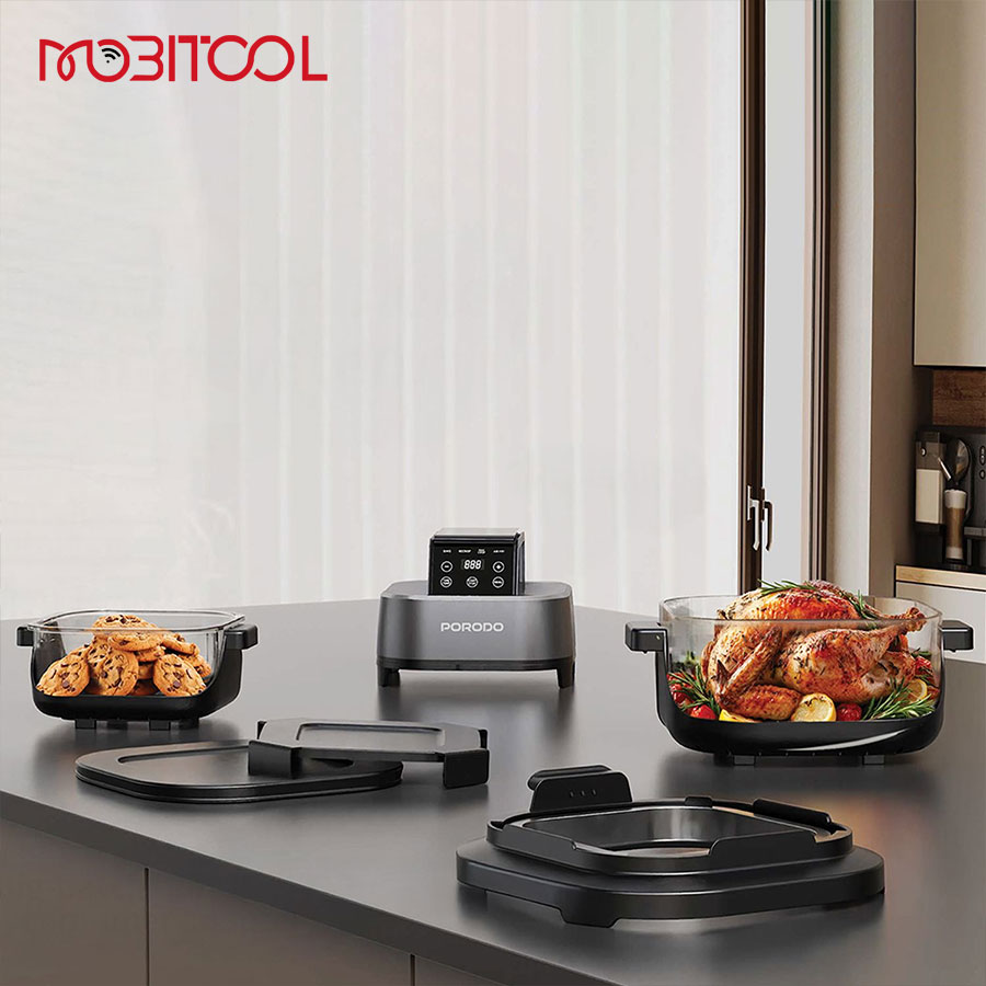 Porodo 4 in 1 Dual Pot Glass Air Fryer