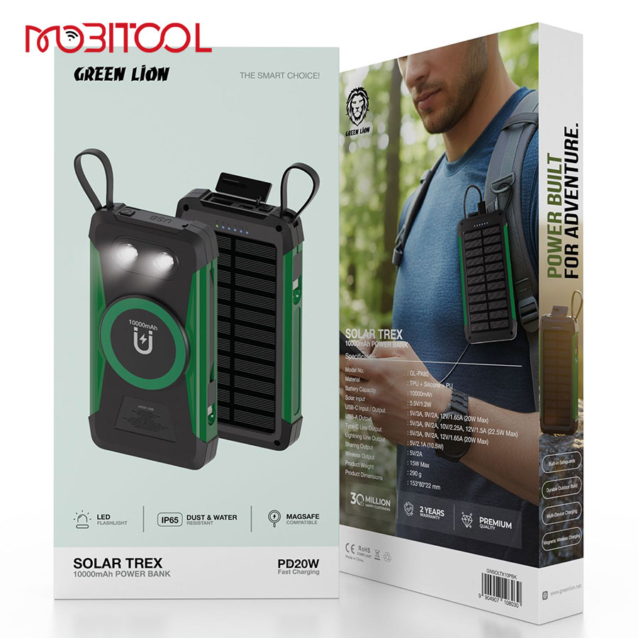 Green Lion Solar Trex 10000mAh Power Bank Green Lion Solar Trex 10000mAh Power Bank