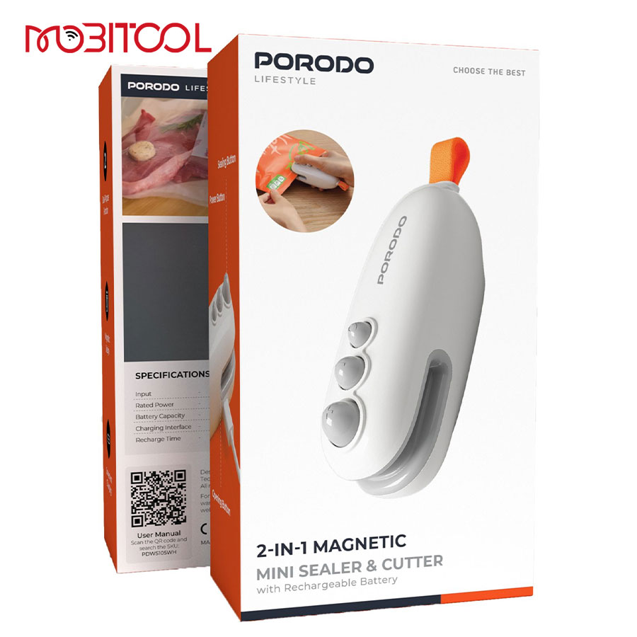 Porodo 2 In 1 Magnetic Mini Sealer & Cutter