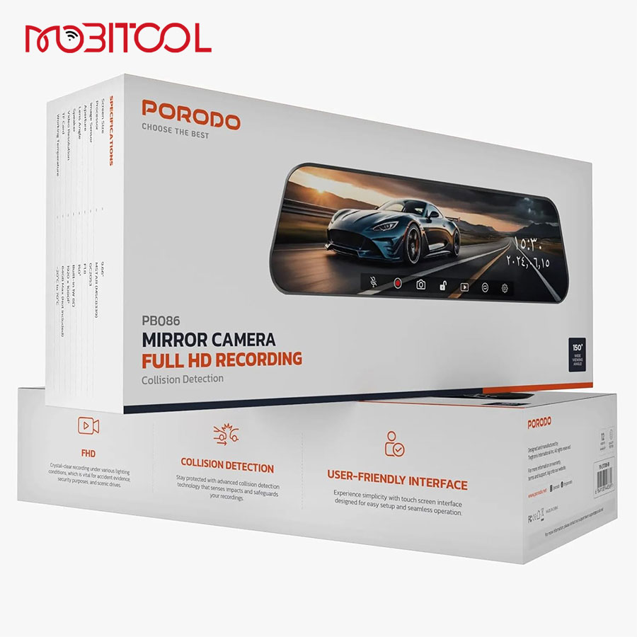 Porodo Mirror Camera Full HD Recording Porodo Mirror Camera Full HD Recording