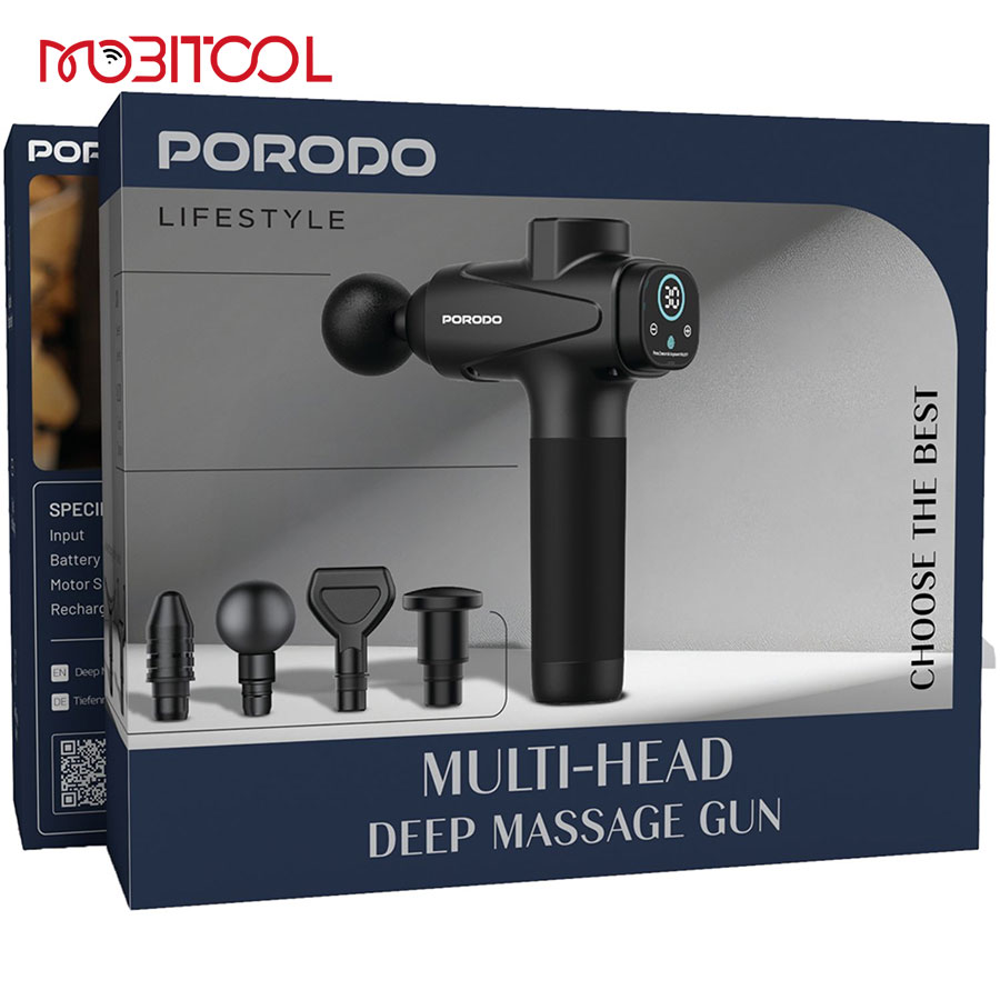 Porodo Multi Head Deep Massage Gun Porodo Multi Head Deep Massage Gun