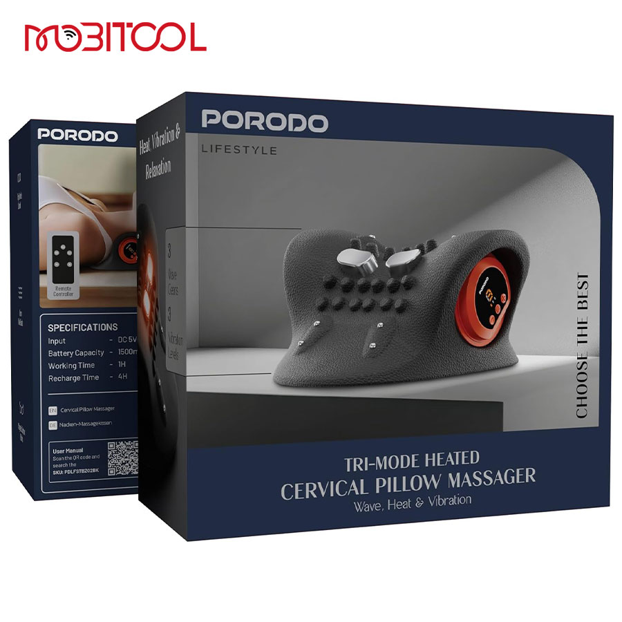 Porodo Tri-Mode Heated Cervical Pillow Massager Porodo Tri-Mode Heated Cervical Pillow Massager