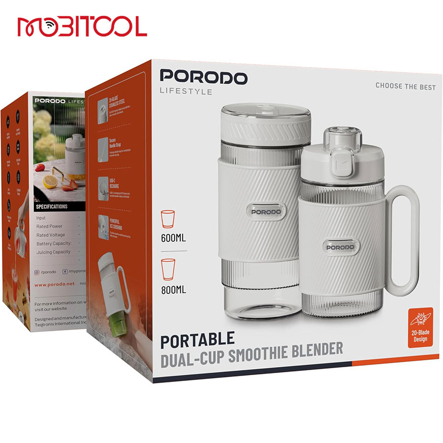 Porodo Portable Dual Cup Smoothie Blender Porodo Portable Dual Cup Smoothie Blender