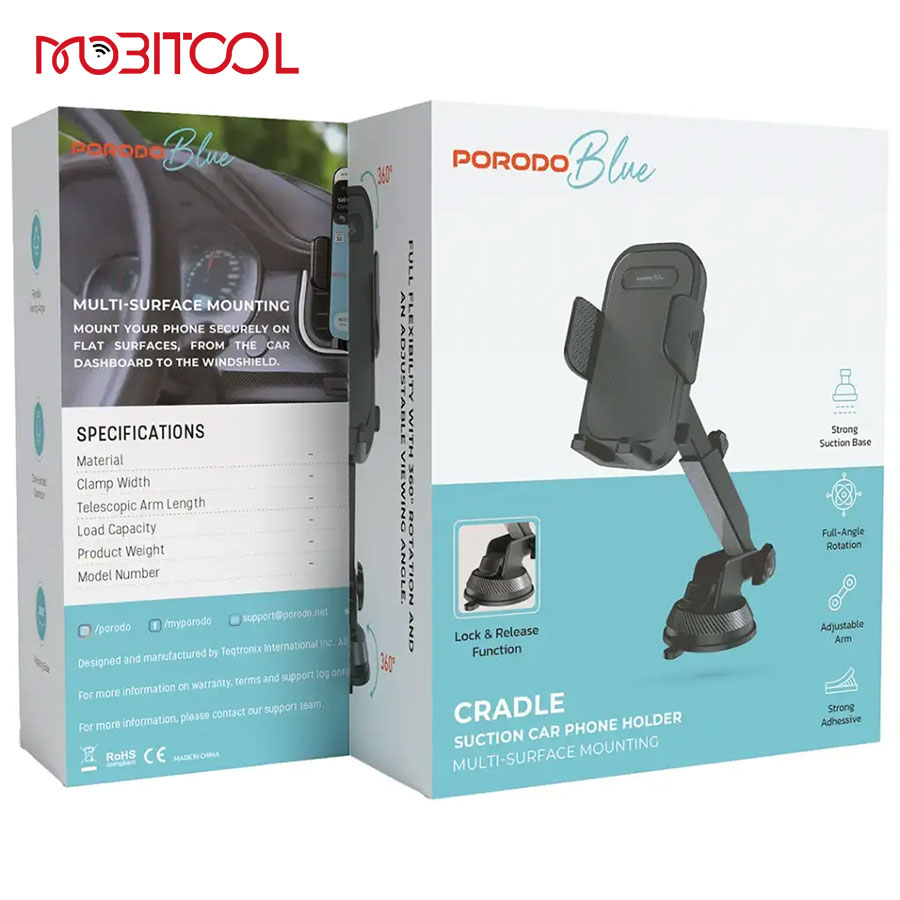 Porodo Cradle Suction Car Phone Holder PBBJ102 Porodo Cradle Suction Car Phone Holder PBBJ102