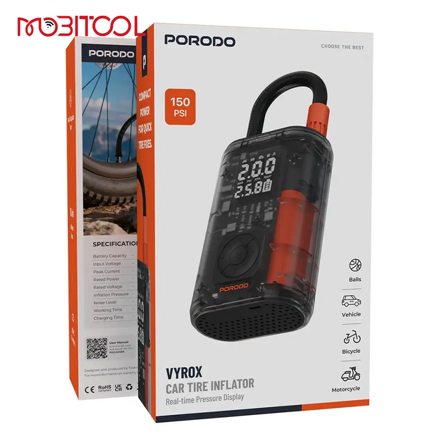 Porodo VYROX Car Tire Inflator PDGA05 Porodo VYROX Car Tire Inflator PDGA05