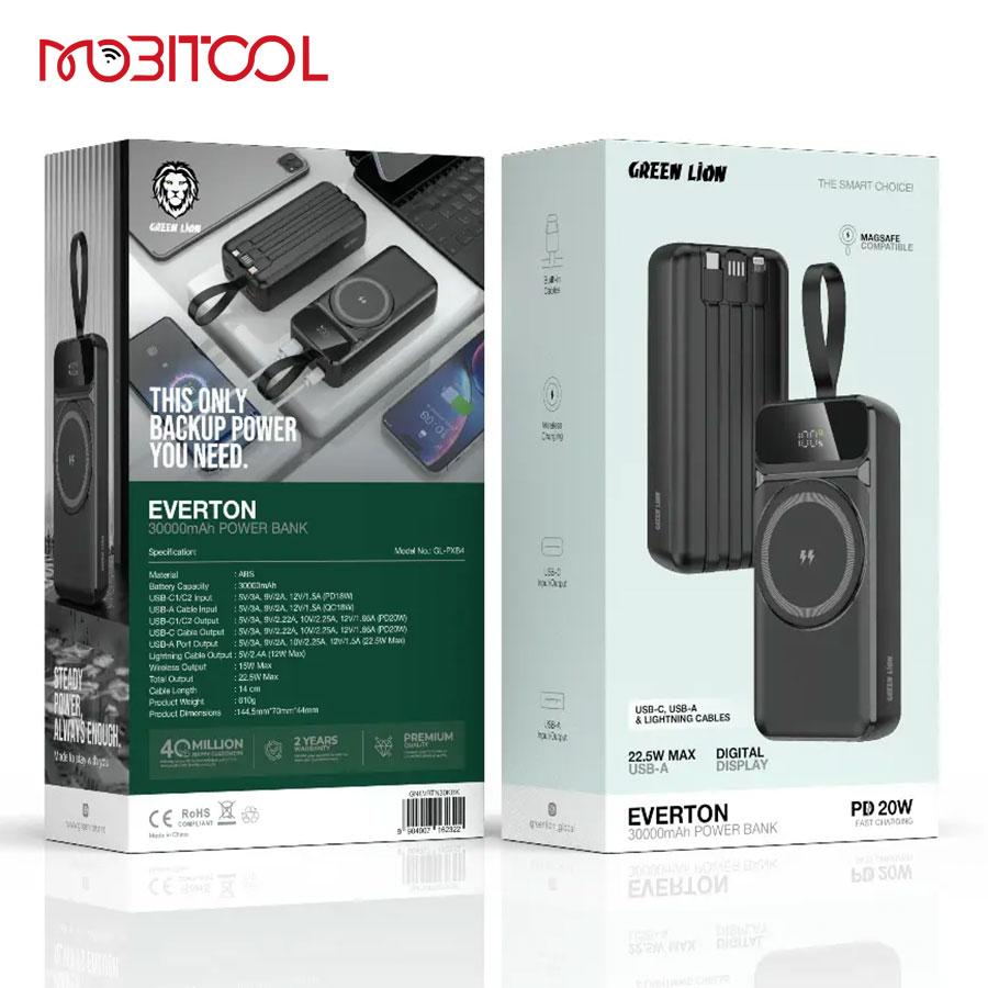 Green Lion Everton 30000mAh Power Bank PD 20W