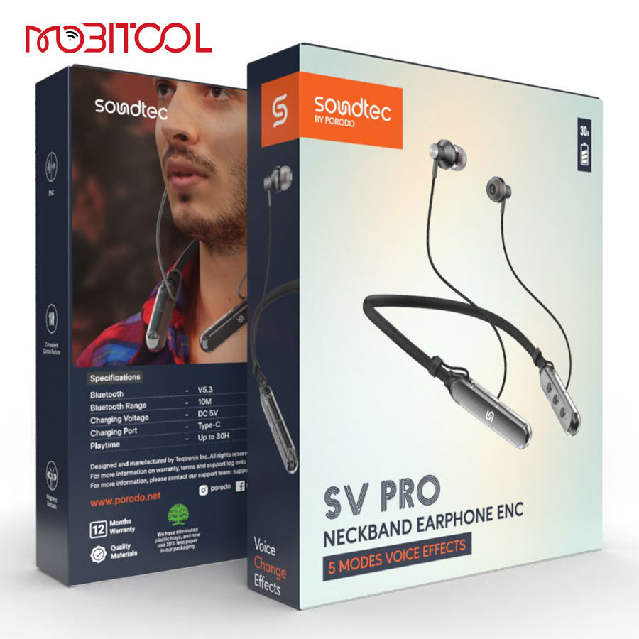 Porodo Soundtec SV Pro Neckband Earphone ENC Porodo Soundtec SV Pro Neckband Earphone ENC