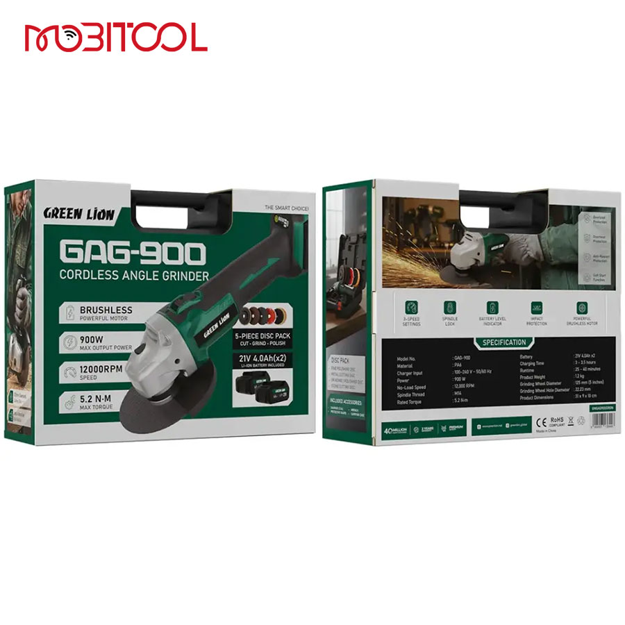 Green Lion GAG-900 Cordless Angle Grinder
