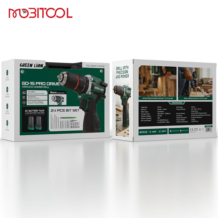 Green Lion GD 15 Pro Drive Cordless Hammer Drill
