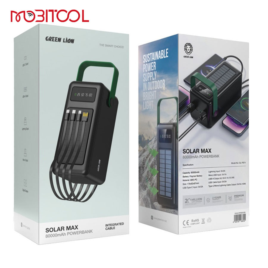 Green Lion Solar Max 80000mAh Powerbank Green Lion Solar Max 80000mAh Powerbank