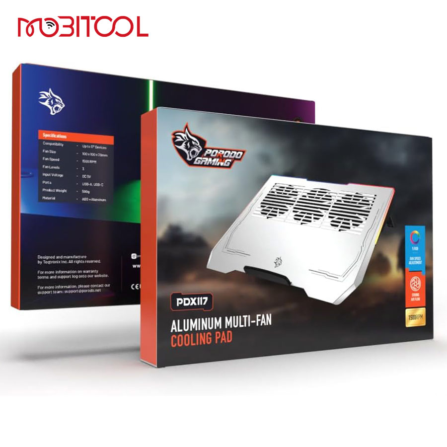 Porodo Gaming Al RGB Laptop Cooling Fan