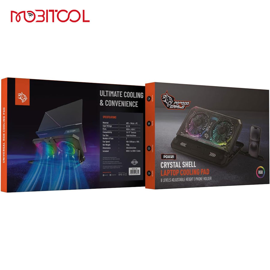 Porodo Gaming Crystal-Shell Laptop Cooling Pad Porodo Gaming Crystal-Shell Laptop Cooling Pad
